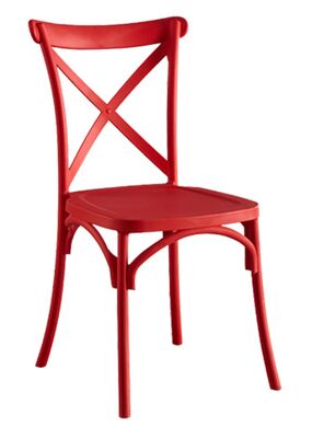 Farmhouse X Cross Back Side Chair Red For Bistro Kitchen Customized
